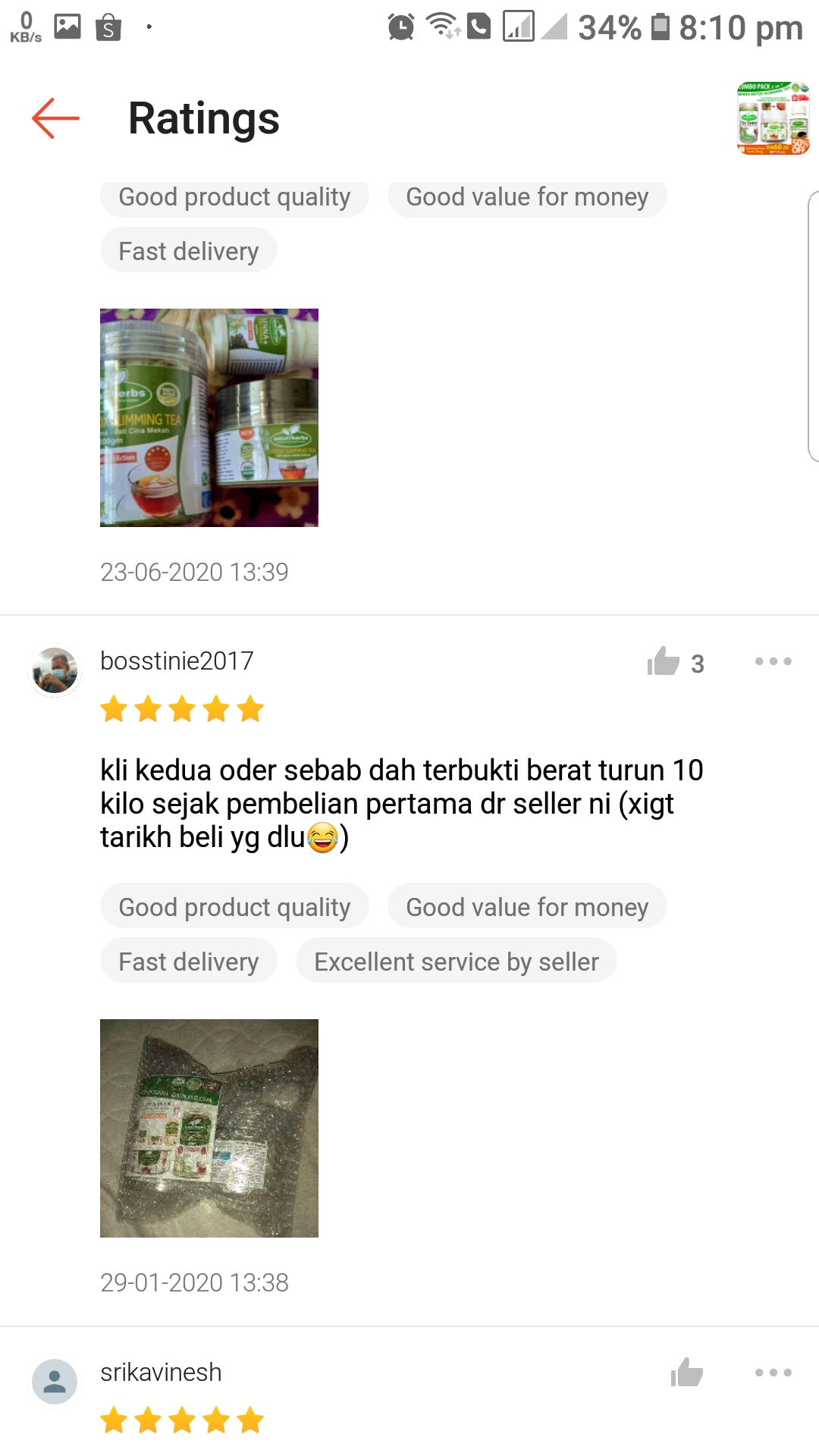 testimonial teh senna amal herbs