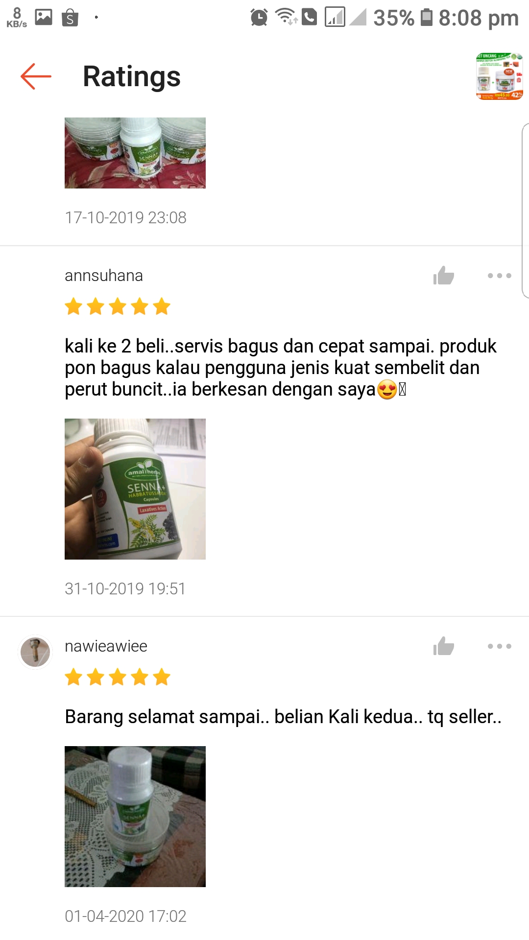 testimonial teh senna amal herbs