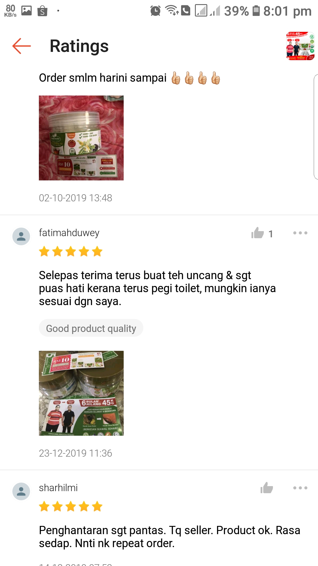 testimonial teh sanna senna amal herbs