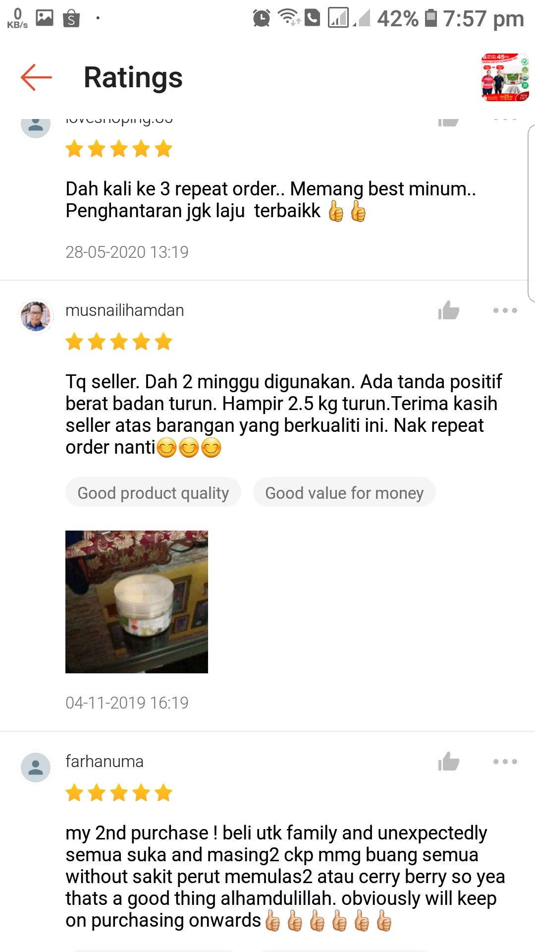 testimonial teh sanna senna amal herbs