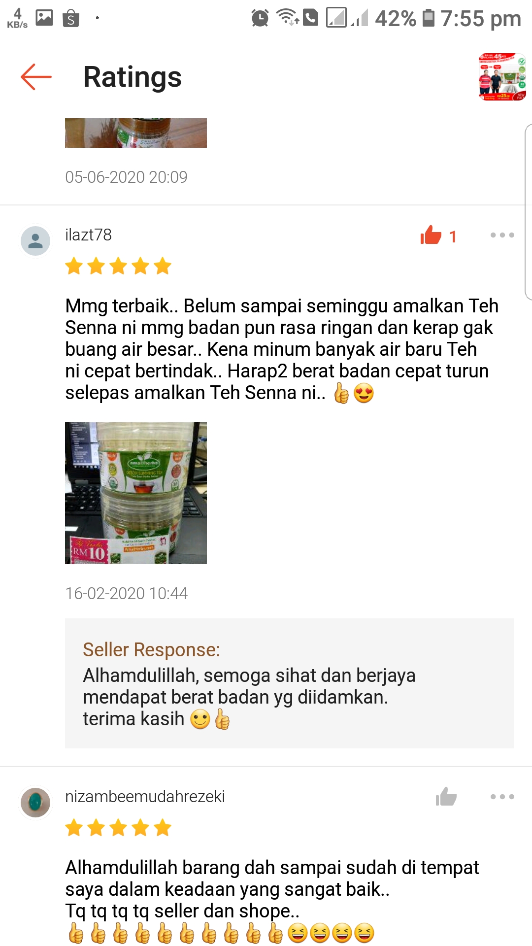 testimonial teh sanna senna amal herbs