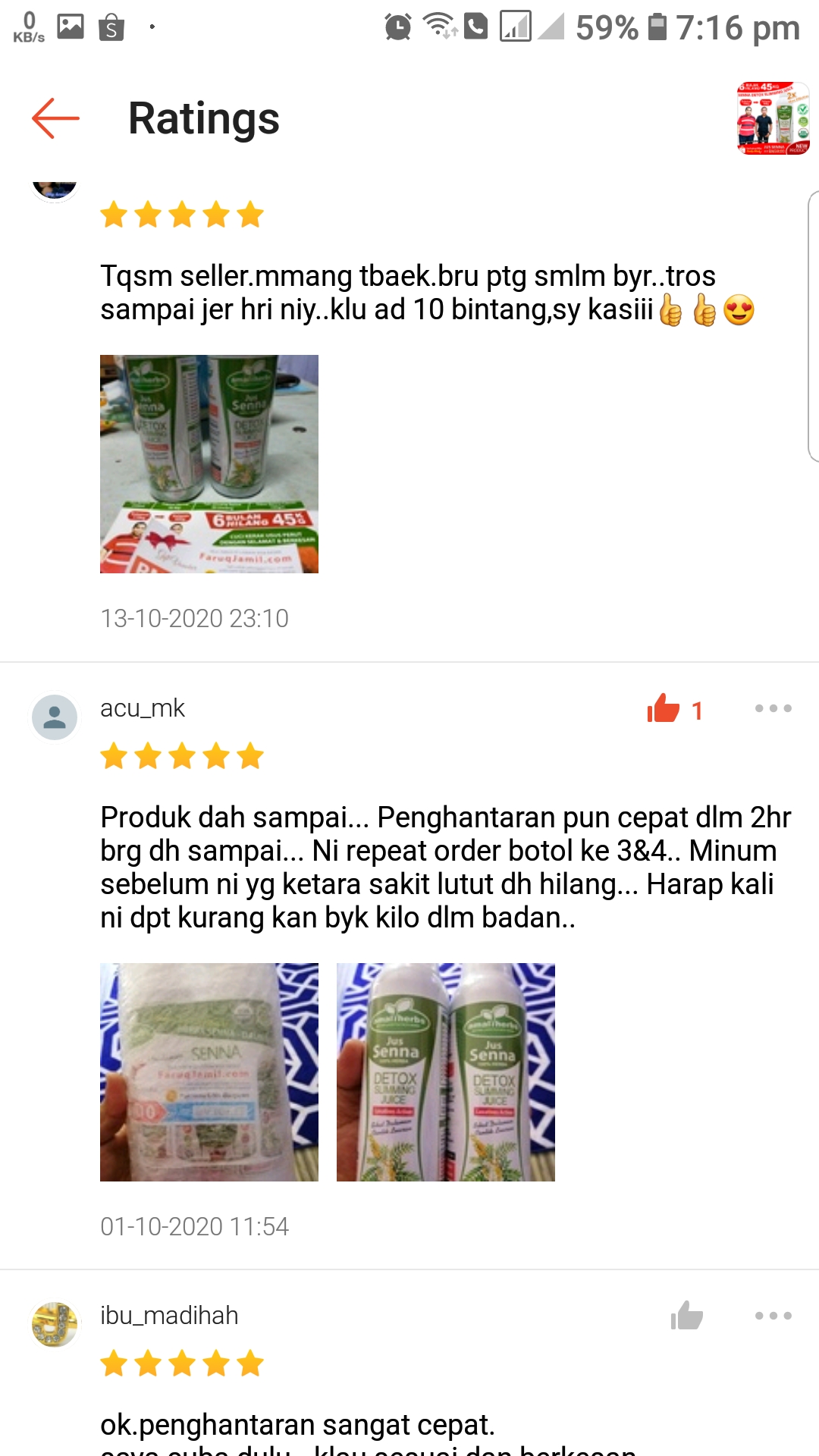 testimonial teh sanna senna amal herbs